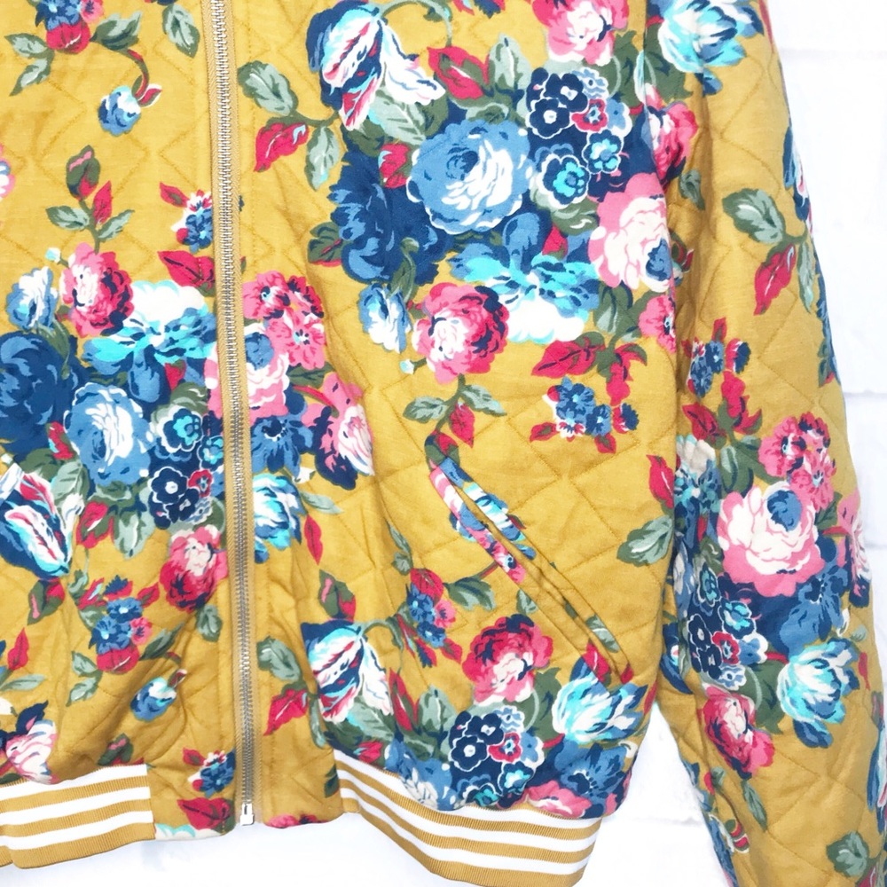 Last One! Mustard Floral Bomber Jacket - Picture 8 of 8